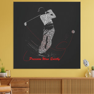 Precision Wins Quietly Golf Word Art Canvas Print