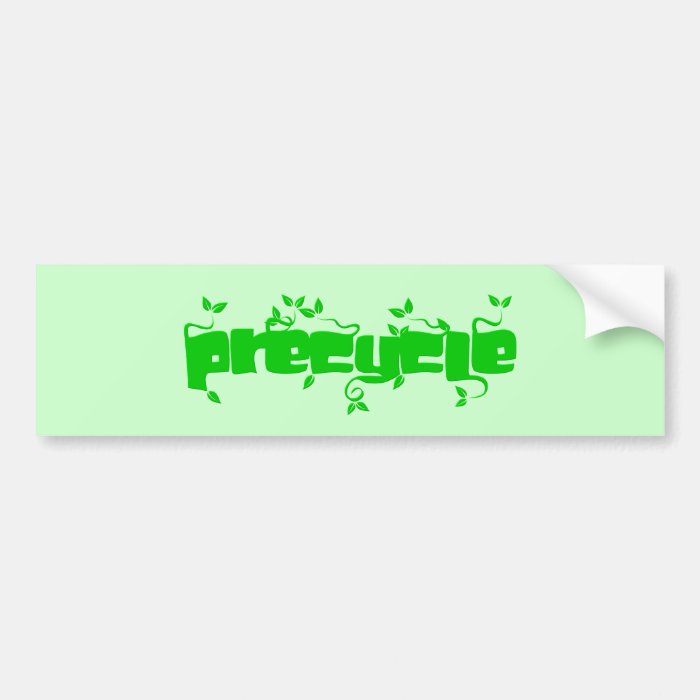 Precycle Bumpersticker in Green Leaf  Lettering Bumper Sticker