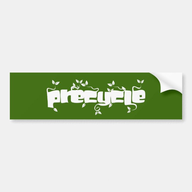 Precycle Bumpersticker in White Leaf Lettering Bumper Sticker (Front)