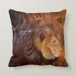 Predator And Prey Lion Zebra Art Designer Pillow