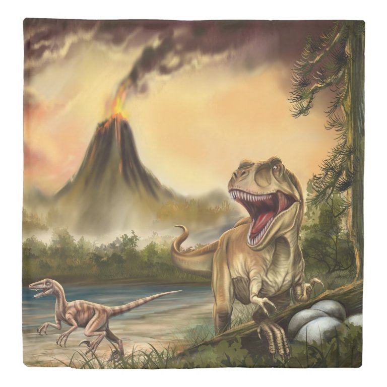 Predator Dinosaurs (1 side) Queen Duvet Cover