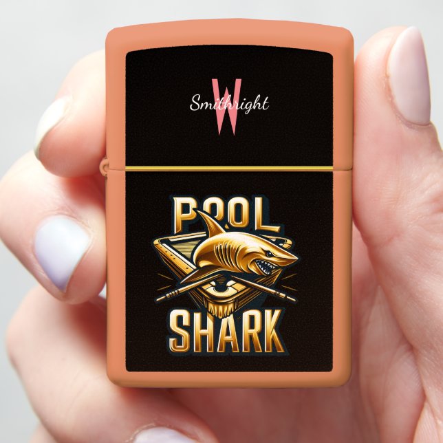 Predatory Puck, Shark Swings Stick Zippo Lighter (In Hand)