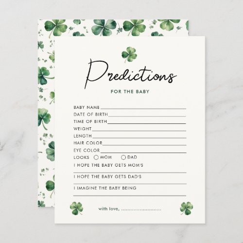 Prediction St.Patrick's Day Charm Baby Shower Game