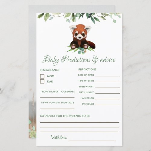 Predictions  Advice Baby Shower Budget Card