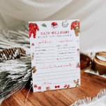 Predictions & Advice Christmas Baby Shower Game<br><div class="desc">A festive game card where guests can share their predictions and advice for baby. Featuring watercolor Christmas baby clothes and a snowflake back in a modern design.</div>