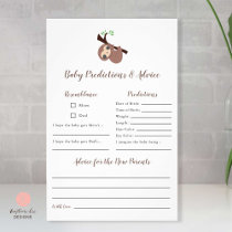 Predictions & Advice Cute Sloth Baby Shower Game Flyer