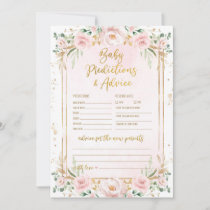 Predictions & Advice Floral Baby Shower Game Card