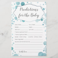 Predictions & Advice for baby boy blue shower game