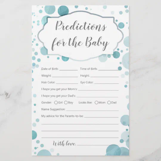 baby boy girl new pink blue Predictions and Advice Game Cards baby shower game 