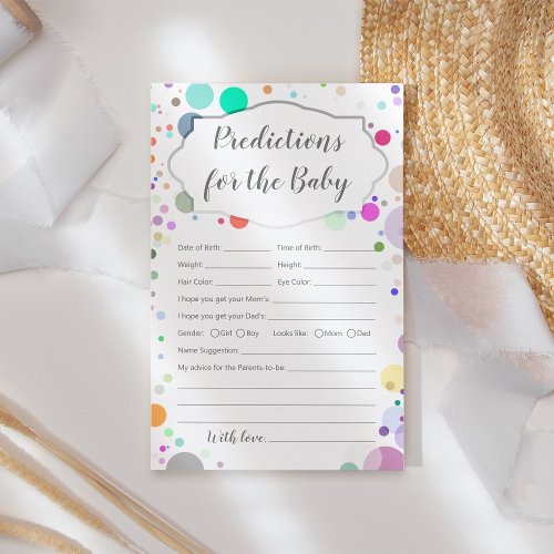 Predictions  Advice for the baby shower game