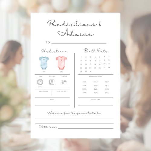 Predictions and Advice Baby Shower Printable Letterhead