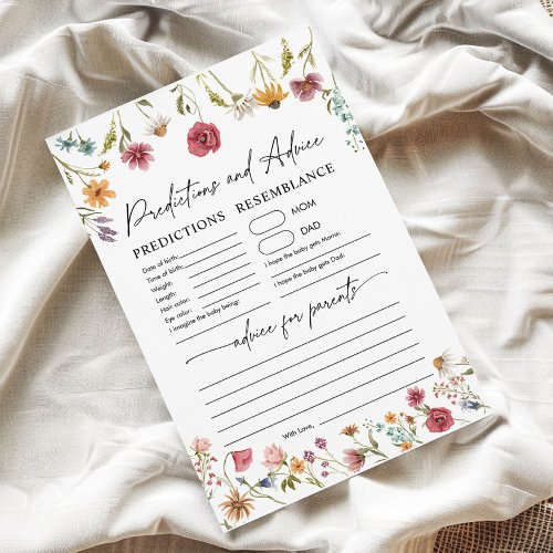 Predictions and Advice card | Baby Shower game 
