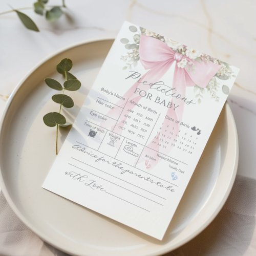 Predictions and Advice Pink Floral Bow Baby Shower