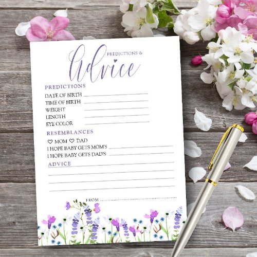 Predictions and Advice Wildflower Printable Card