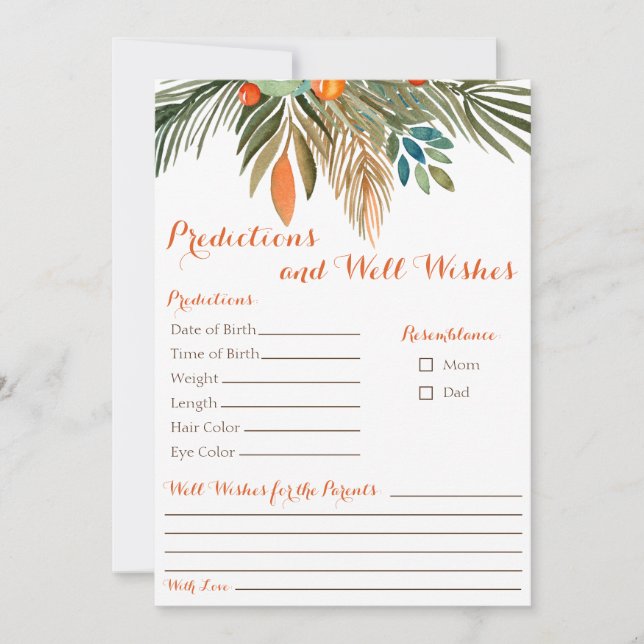 Predictions and Well Wishes Baby Shower Orange  Invitation (Front)