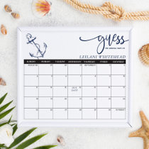 Predictions Baby Shower Nautical Anchor Guess Date Poster