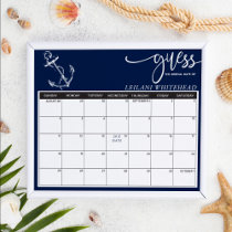 Predictions Baby Shower Nautical Anchor Navy Blue Poster