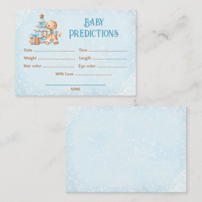Predictions Blue Christmas Boy Baby Shower Game Enclosure Card (Front/Back)