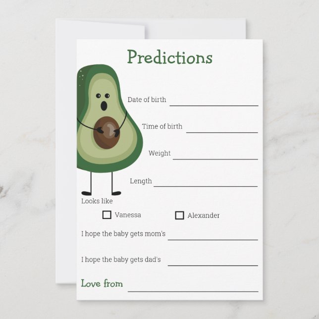 predictions for baby baby shower game  invitation (Front)