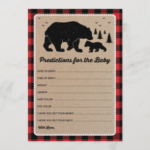 Predictions for Baby Bear Lumberjack Shower Game Invitation