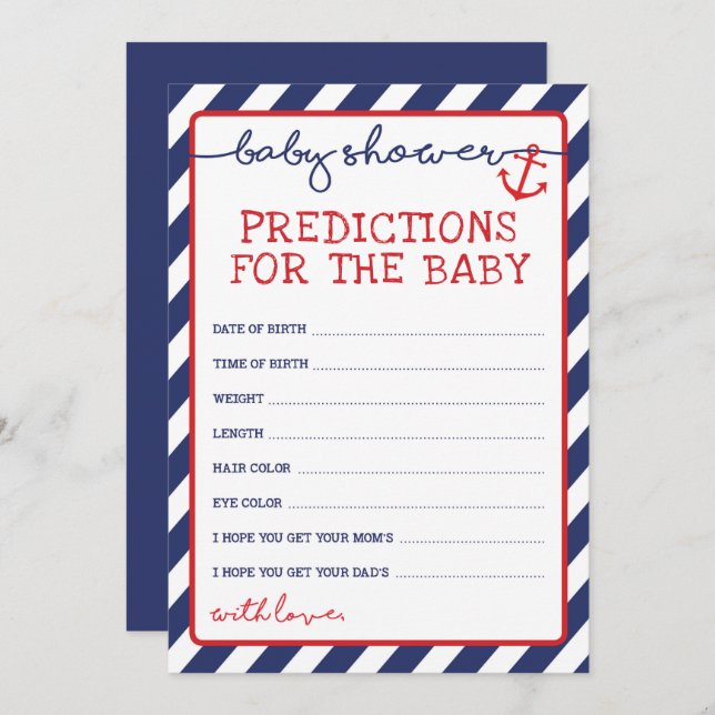 Predictions for Baby Boy Nautical Shower Game Invitation (Front/Back)