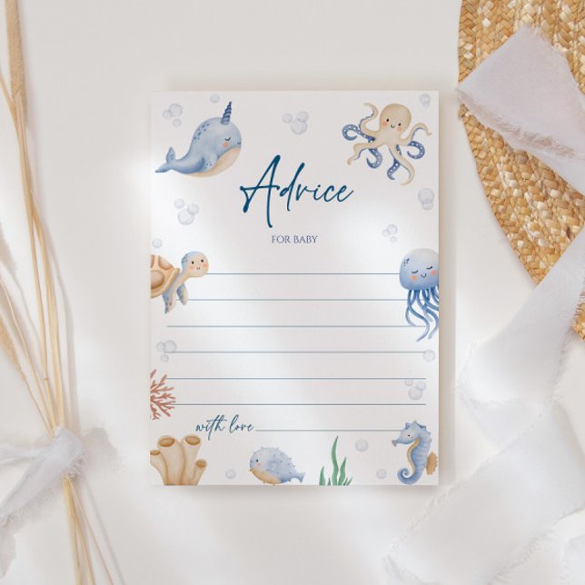 Predictions For Baby Card, Sea Animals Baby Shower Invitation (Creator Uploaded)