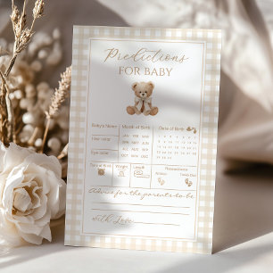 Predictions for baby Gingham Baby shower game