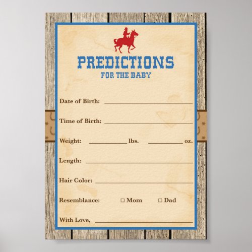 Predictions for the Baby Cowboy Shower Game Poster