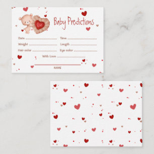 Predictions Red Sweetheart Baby Shower Game Enclosure Card