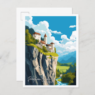 Predjama Castle Slovenia vintage travel Postcard