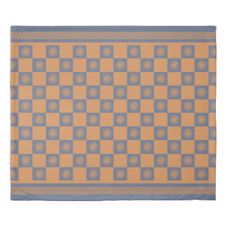 Predynastic Egypt Checks & Spirals Gold & Blue Duvet Cover
