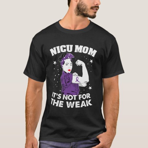 Preemie Day Nicu Mom Awareness Month Purple Ribbon T_Shirt