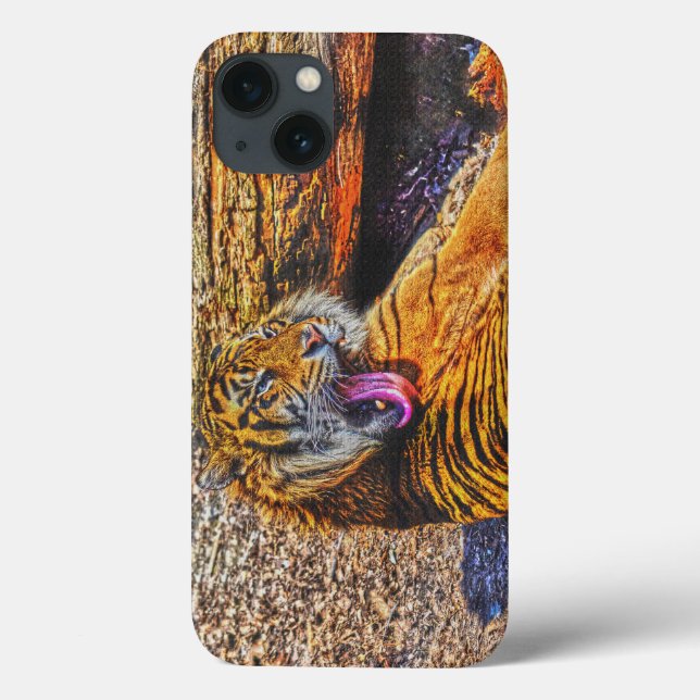 Preening Sumatran Tiger Big Cat Wildlife Art Case-Mate iPhone Case (Back)