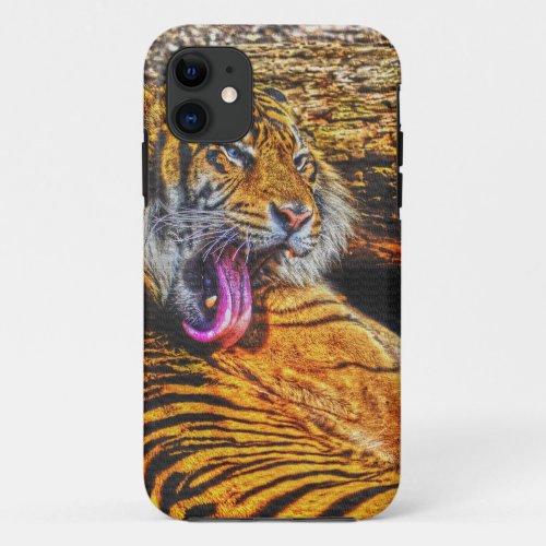 Preening Sumatran Tiger Big Cat Wildlife Art iPhone 11 Case