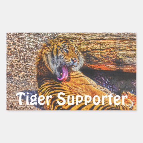 Preening Sumatran Tiger Big Cat Wildlife Art Rectangular Sticker
