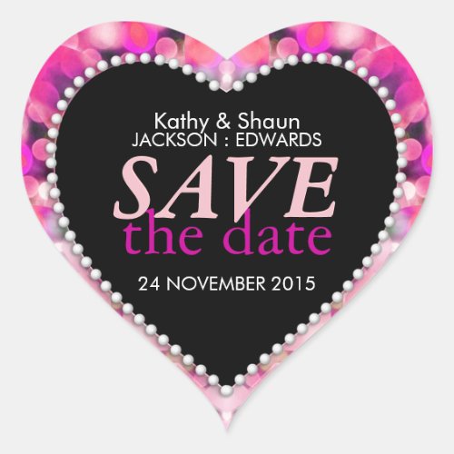 Preety Pink Tropical Save the Date Heart Sticker