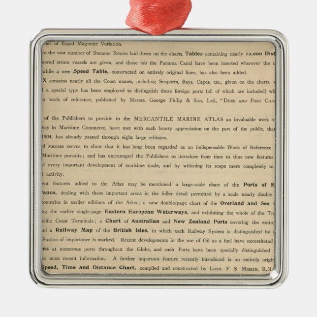 Preface New mercantile marine atlas Metal Ornament (Front)