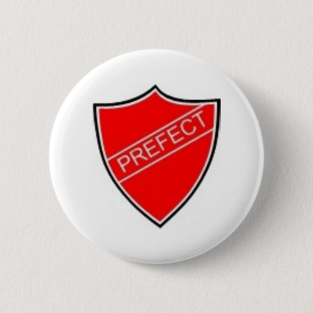 Prefect Badge Red Pinback Button (Front)