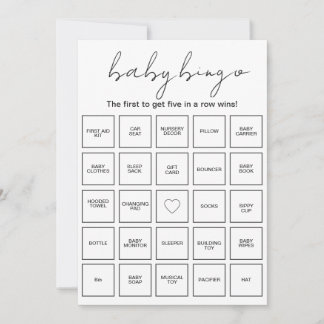 Prefilled Minimalist Baby Shower Bingo Cards