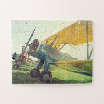 "Preflight Biplane" Retro Airplane Oversized Jigsaw Puzzle "Preflight Biplane" Retro Airplane Oversized Jigsaw Puzzle