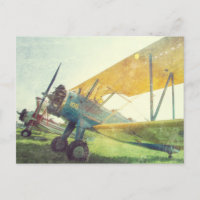 "Preflight" Vintage Biplane Airplanes Postcard