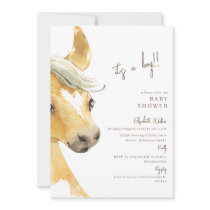 Preg-neigh-ent Horse It's a Boy Baby Shower II Invitation