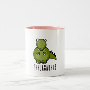 Pregasaurus Funny Gift for Pregnancy Two-Tone Coffee Mug