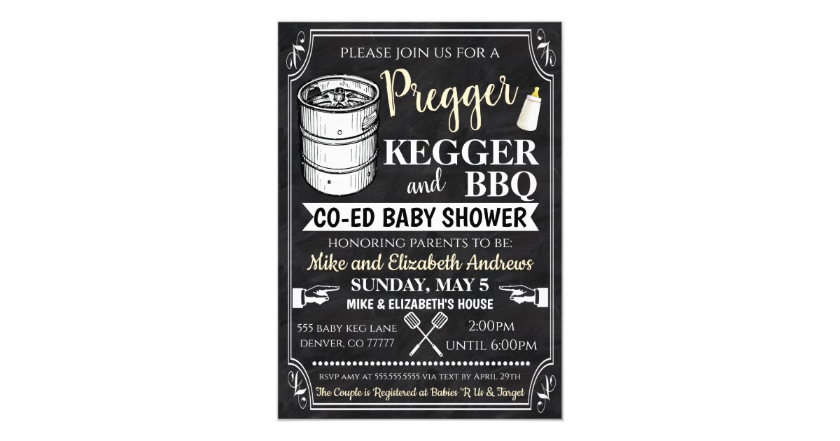 Pregger Kegger And Bbq Baby Shower Invitation Zazzle Com