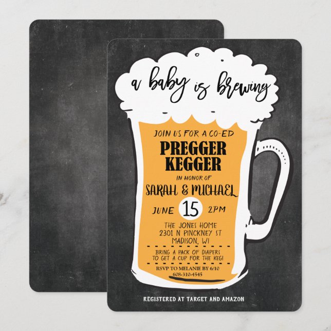 Pregger Kegger Beer Baby Shower Invitation (Front/Back)