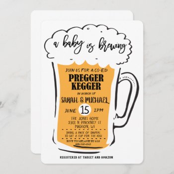 Pregger Kegger Beer Baby Shower Invitation by PaperandPomp at Zazzle