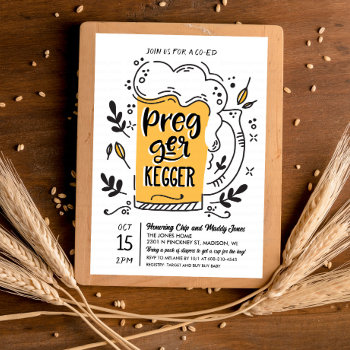 Pregger Kegger Beer Baby Shower Invitation by PaperandPomp at Zazzle