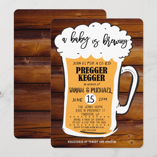 Pregger Kegger Beer Baby Shower Invitation (Front/Back)