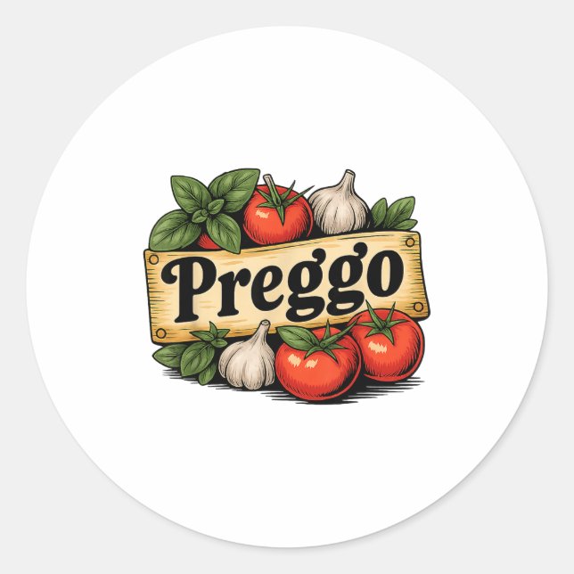 Preggo Costume Pregnancy Announcement Preggo Pasta Classic Round Sticker (Front)