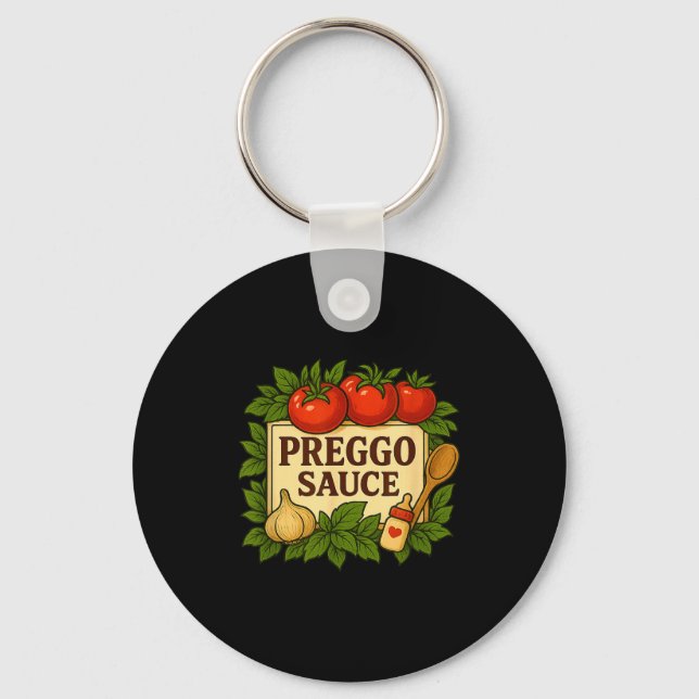 Preggo Sauce Costume Funny Pregnancy Announcement  Keychain (Front)